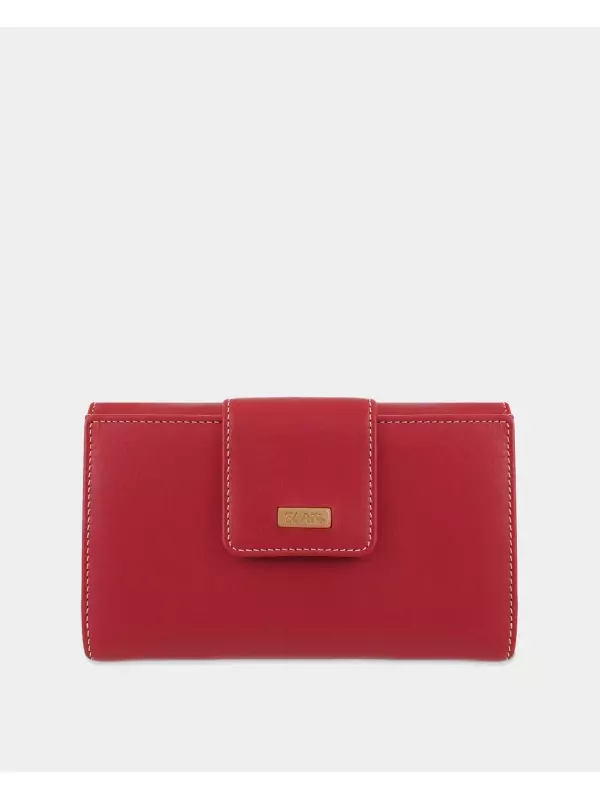 Женский кошелек из яловой кожи черного цвета El Potro, красный