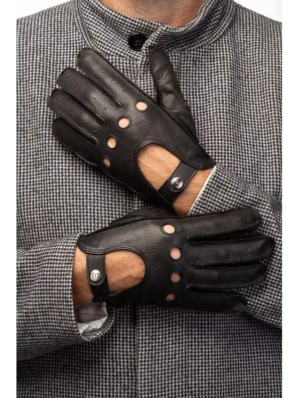 Перчатки кожаные с вырезом ELEGANZZA