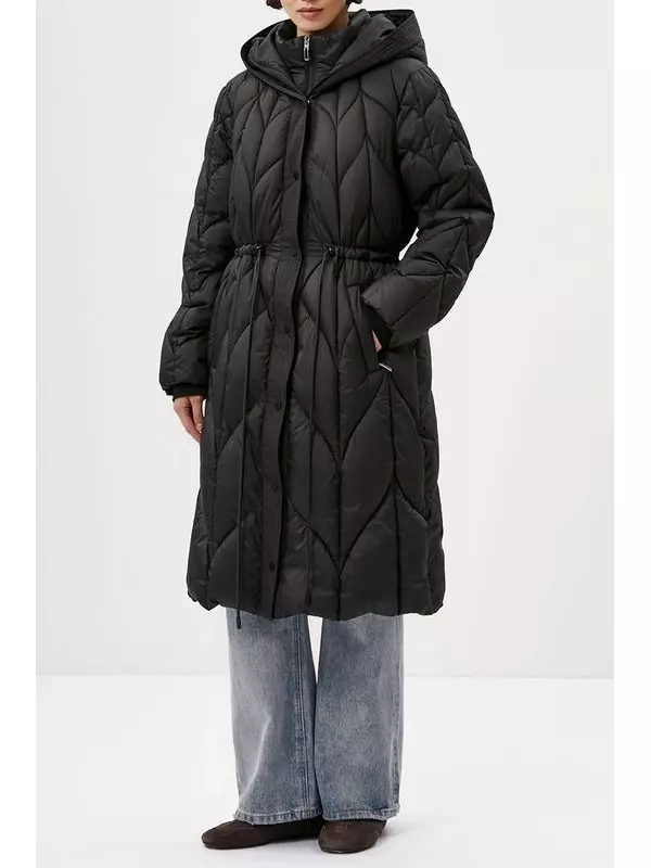 Пальто утепленное удлиненное с капюшоном ELEGANZZA