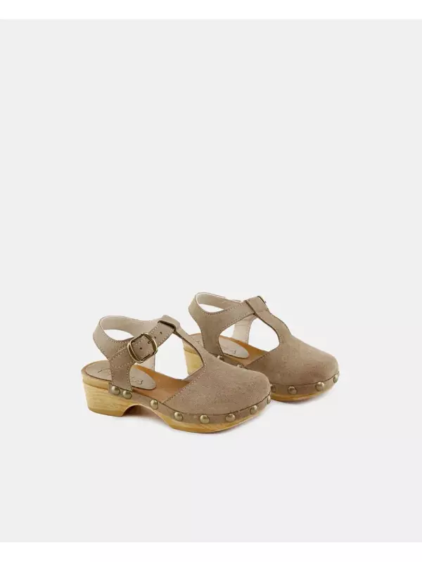 Сабо для девочки и мамы из замши Eli 1957, цвет Topo