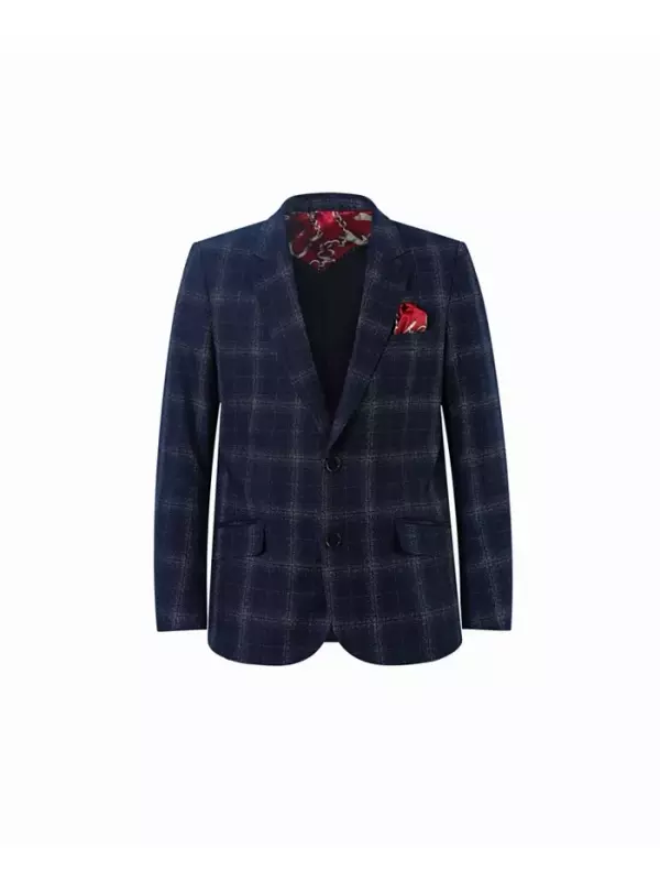 Пиджак облегающего кроя с синим принтом для мальчиков Elie Balleh, синий