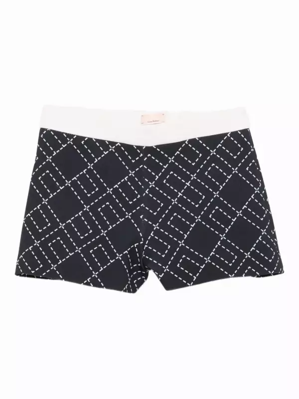 Шорты с геометрическим рисунком Elisabetta Franchi La Mia Bambina, черный