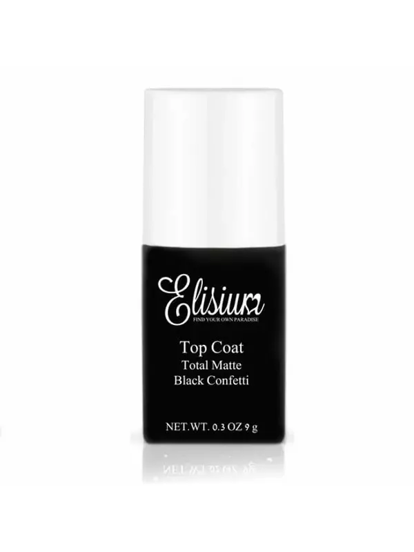 Матовый Elisium, Топ для гибридных лаков Black Confetti, 9 г Elisium, Top Coat Total Matte