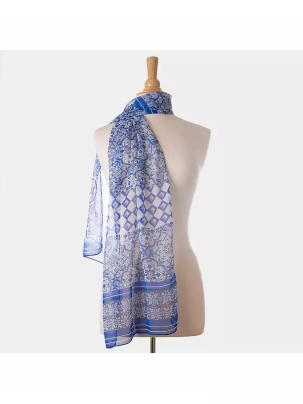 Miramar — длинный прозрачный шелковый шарф для женщин — синий Elizabetta, синий