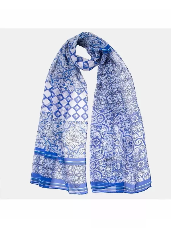 Miramar — длинный прозрачный шелковый шарф для женщин — синий Elizabetta, синий
