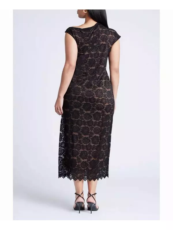 Женское платье с пайетками и прозрачным слоем ELOQUII, черный