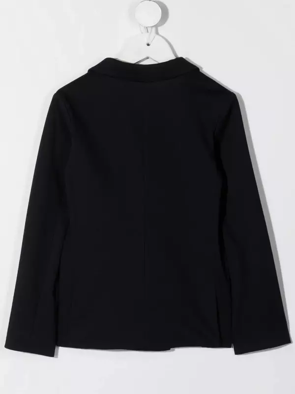 Двубортный блейзер с вышитым логотипом Emporio Armani Kids, синий