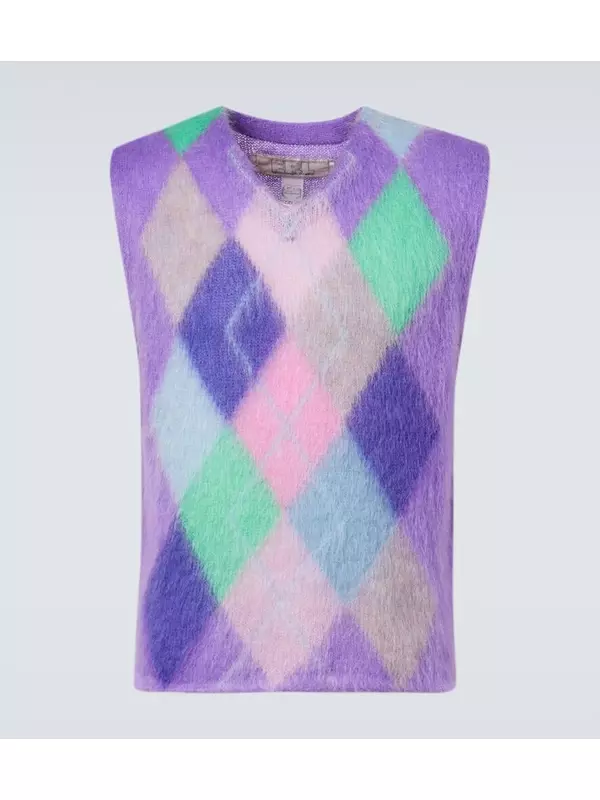 Вязаный жилет из мохера в клетку ERL, Purple Multi