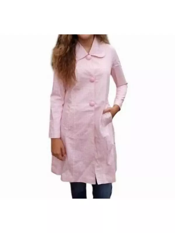 Длинный жакет в шахматную клетку розового/белого цвета Erma’s Closet