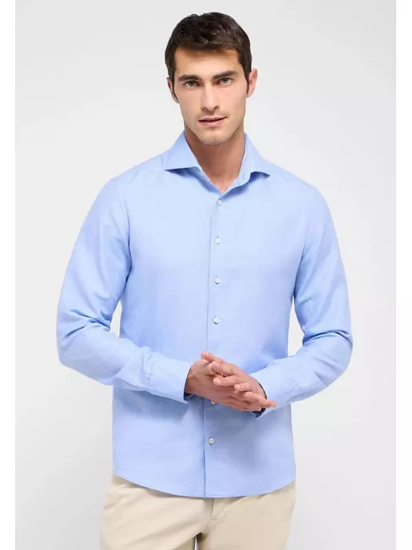 Льняная рубашка SLIM FIT ETERNA, цвет Azurblau