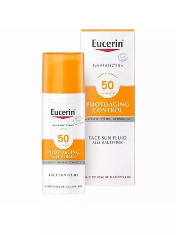 Солнцезащитный флюид для лица с контролем фотостарения Spf 50, раствор 50 мл, Eucerin