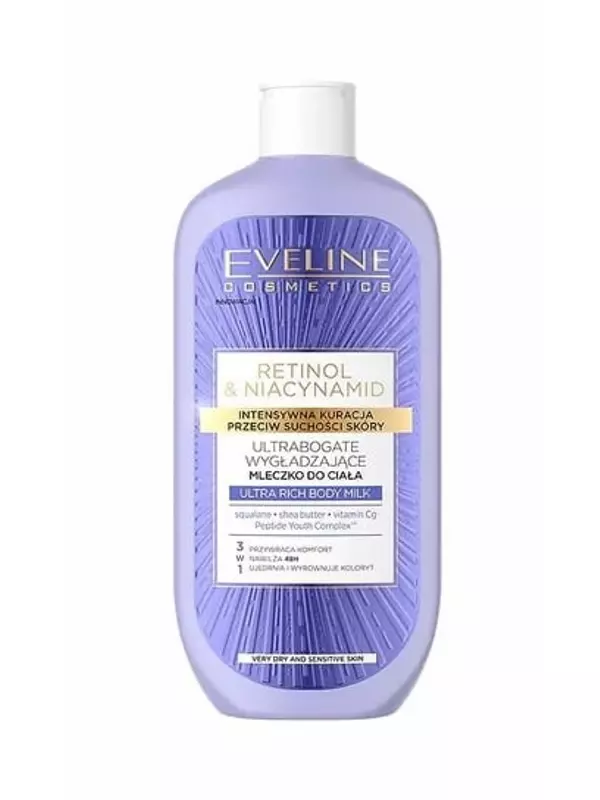 Ультра-насыщенное разглаживающее молочко для тела, 350 мл Eveline, Retinol & Niacinamine, Eveline Cosmetics