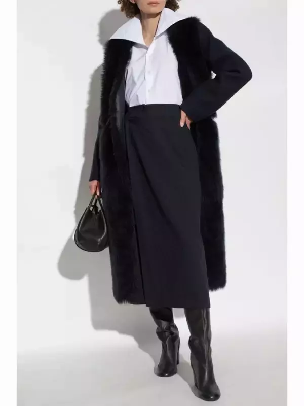 Fabiana Filippi однобортное пальто с поясом, синий