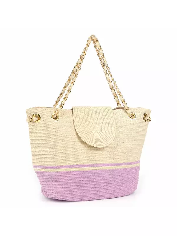 Сумка пляжная FABRETTI, бежевый, фиолетовый