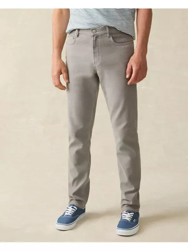 Мужские махровые брюки с пятью карманами, эластичные Faherty, светло-серый