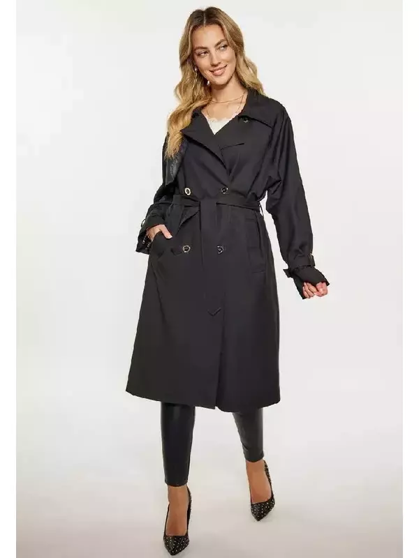 Тренчкот faina Between-Seasons Coat, черный