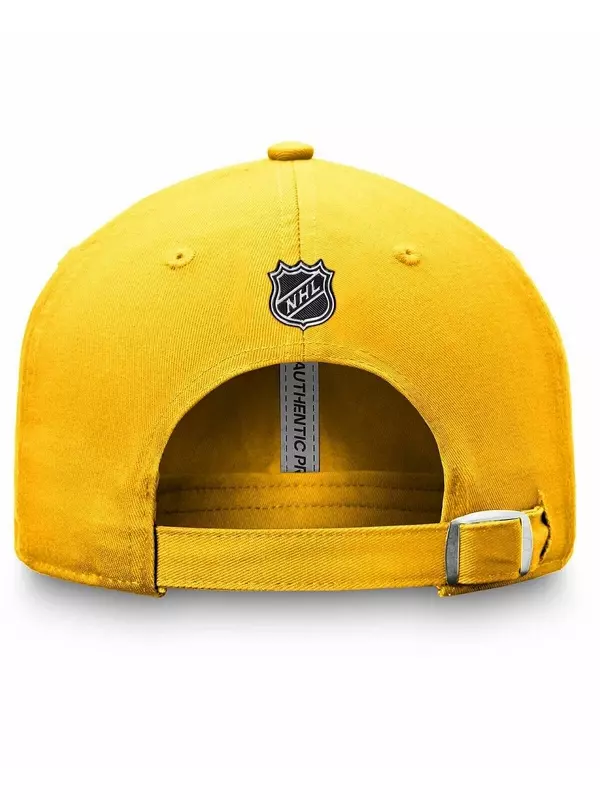 Мужская регулируемая шапка Nashville Predators Authentic Pro Rink золотого цвета с логотипом бренда Fanatics