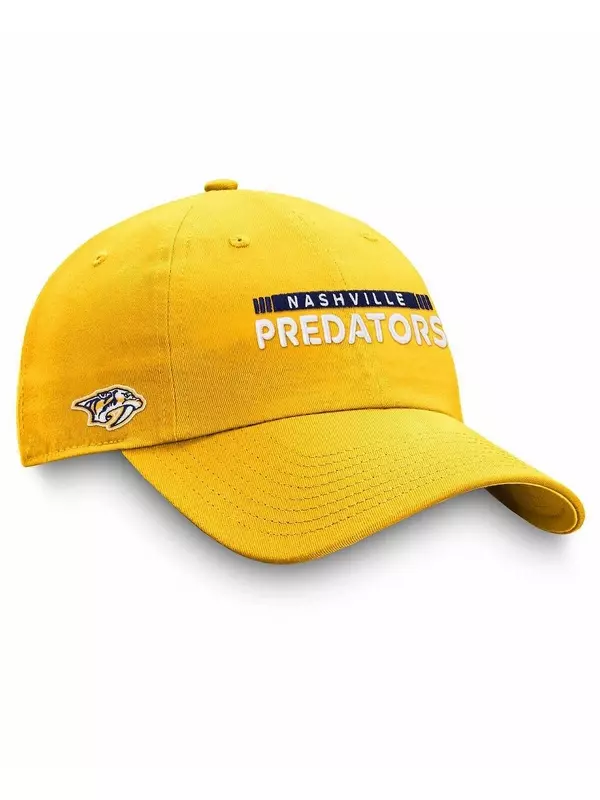 Мужская регулируемая шапка Nashville Predators Authentic Pro Rink золотого цвета с логотипом бренда Fanatics