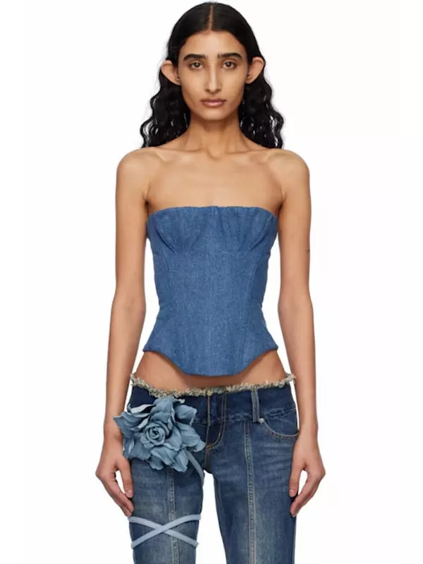Синий переработанный джинсовый корсет Bella Fancì Club
