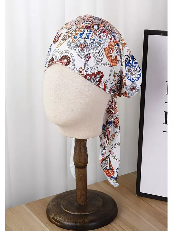 Косынка бандана косынка женская на резинке для женщин, размер 56-58, белый, бежевый