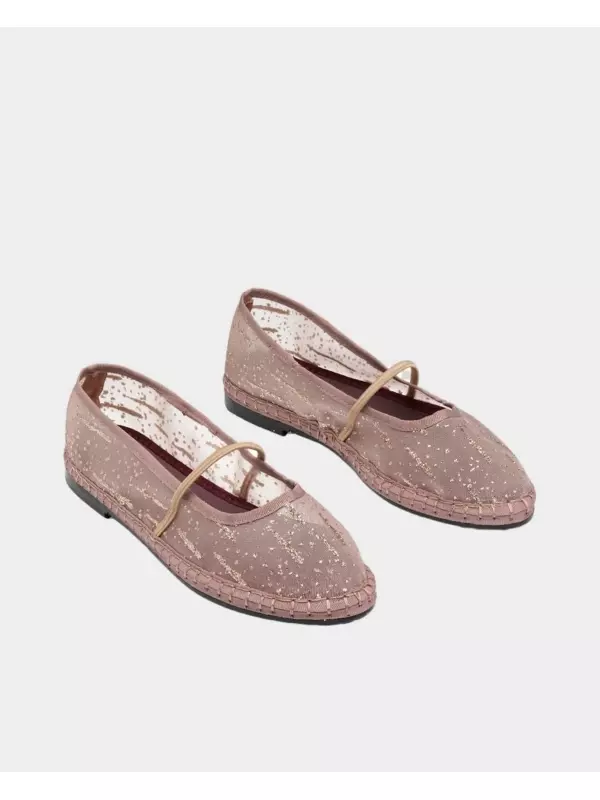 Блестящая балетки Женская Flabelus, бежевый