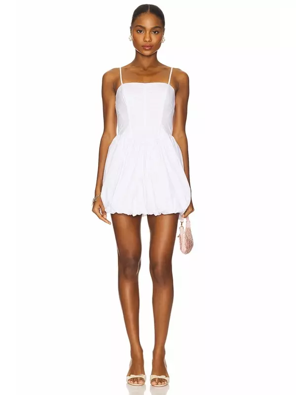 Поплиновое платье-корсет с пышной юбкой Fleur Du Mal, white