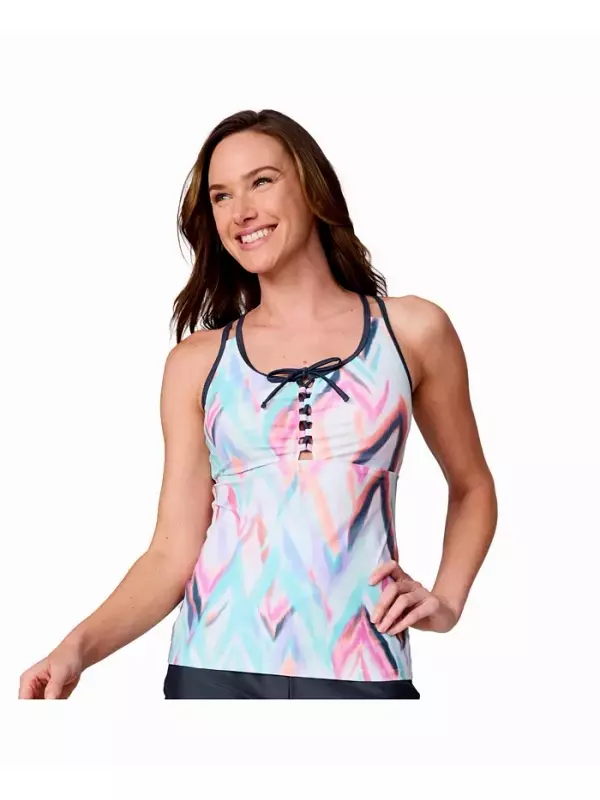 Женский топ-танкини с кружевной шнуровкой и открытой спиной Free Country, синий