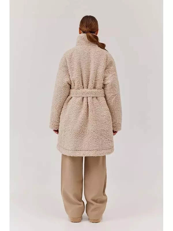 Пальто из искусственного меха с поясом G'n'K