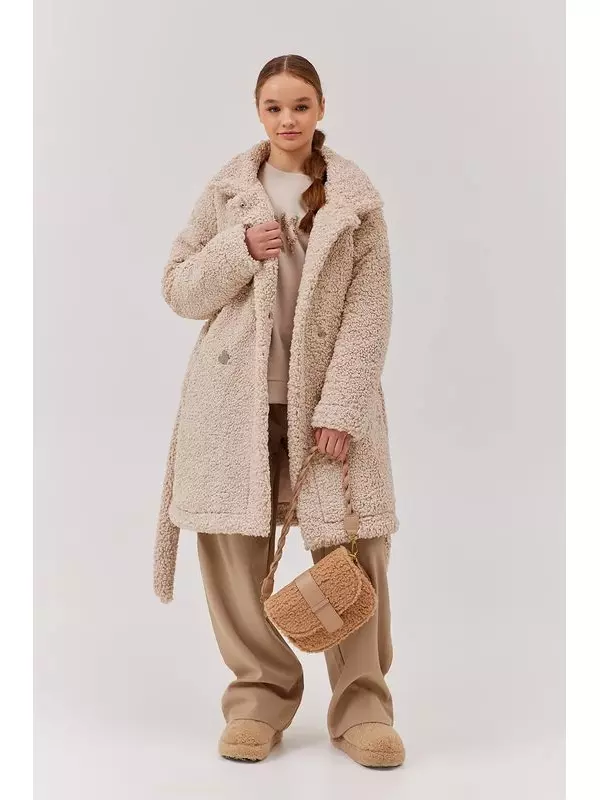 Пальто из искусственного меха с поясом G'n'K