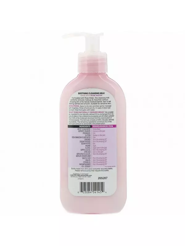 Garnier, SkinActive, успокаивающее очищающее молочко с розовой водой, 200 мл (6,7 жидк. Унции)