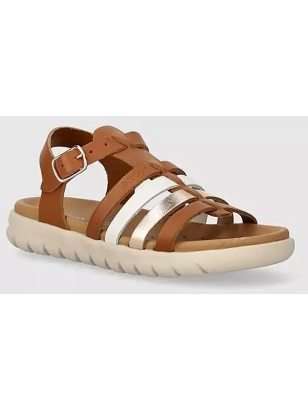 Детские кожаные сандалии Soleima Geox, коричневый