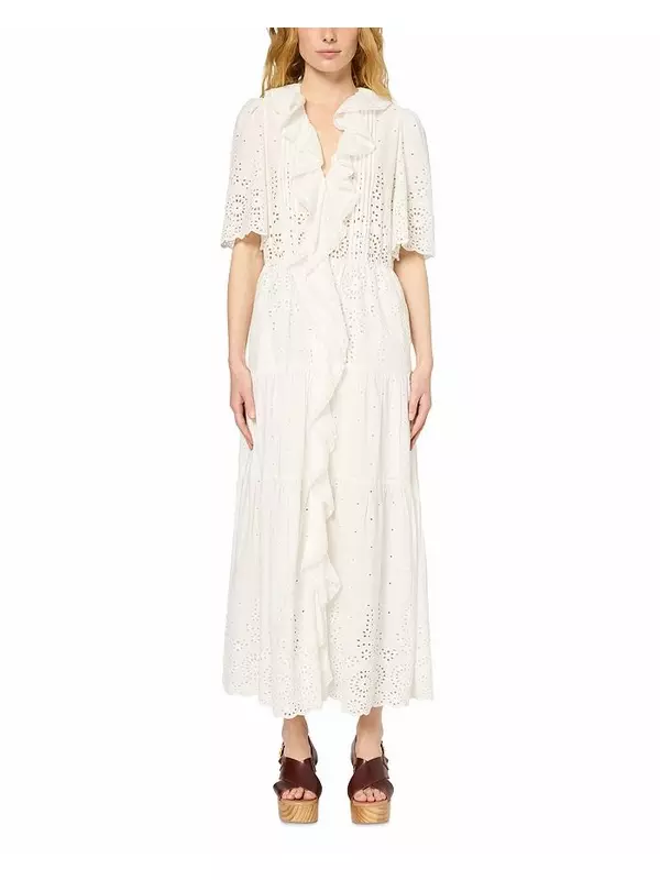 Платье макси Pilar с люверсами Gerard Darel, белый