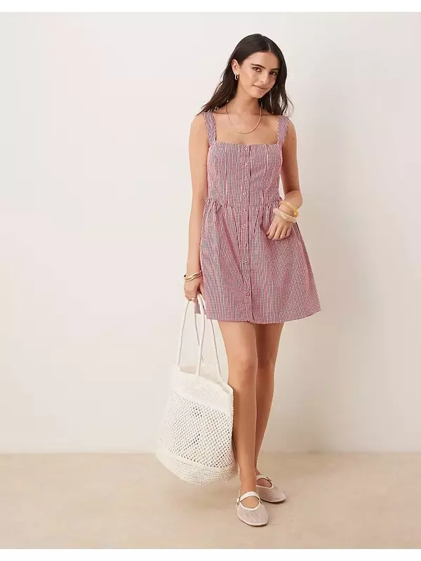 Гламурное мини-платье-корсет доярки в красную клетку Glamorous