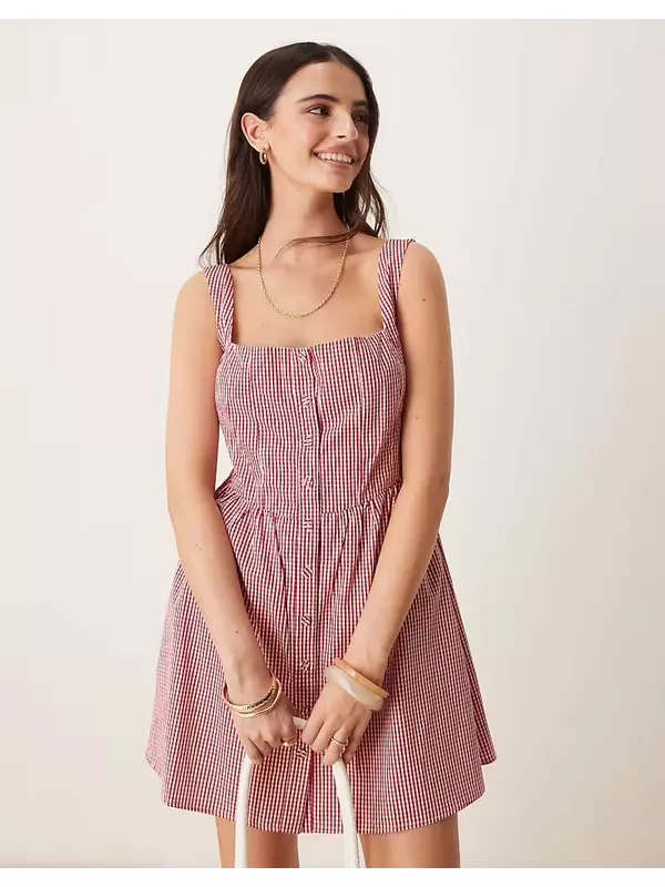 Гламурное мини-платье-корсет доярки в красную клетку Glamorous