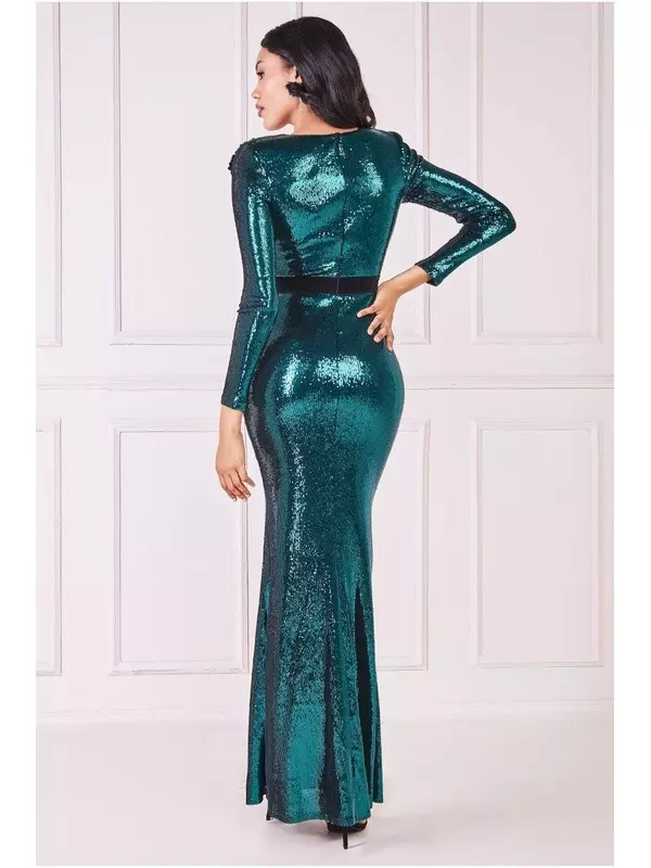 Корсаж Макси с жидкими пайетками Goddiva, зеленый