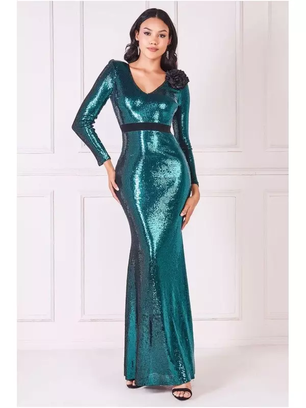 Корсаж Макси с жидкими пайетками Goddiva, зеленый