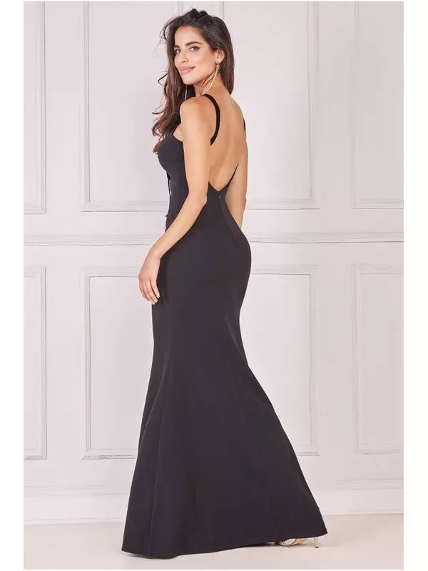 Корсаж с воротником-борцовкой Scuba Maxi Goddiva, черный