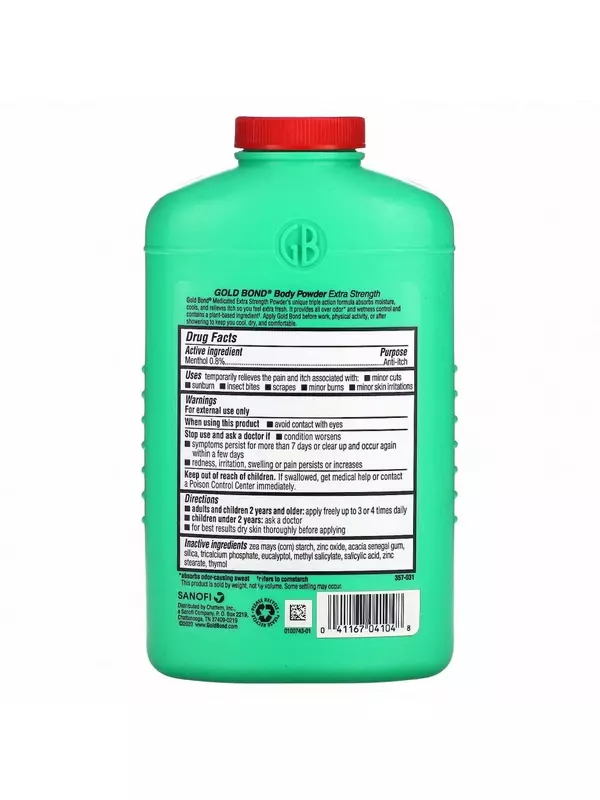Gold Bond, Пудра для тела, уникальная формула тройного действия, повышенная сила, 283 г (10 унций)