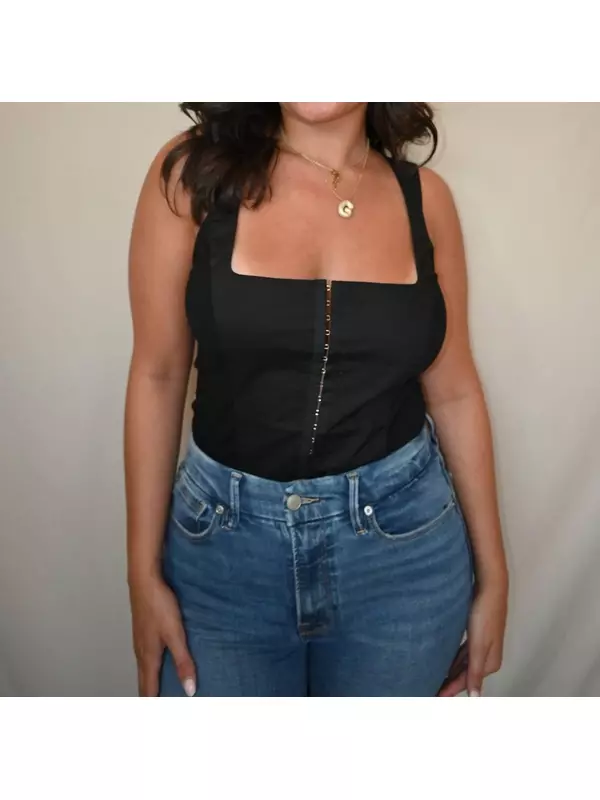 Черный корсет из поплина GOOD AMERICAN