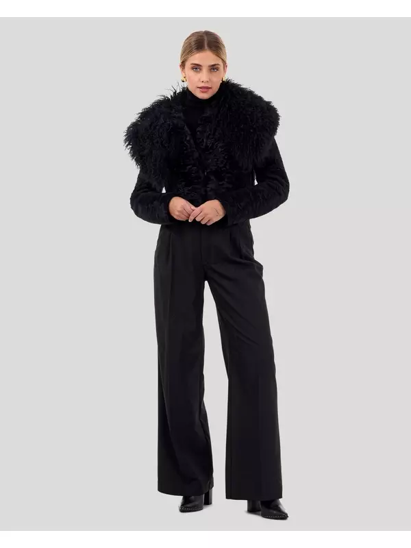 Выбрать болеро из ягненка с цветочной вышивкой Gorski, черный/черный