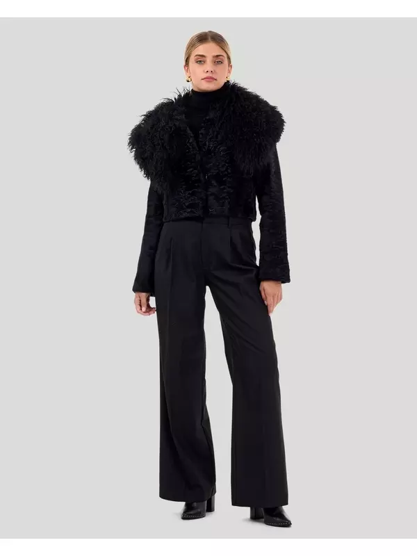 Выбрать болеро из ягненка с цветочной вышивкой Gorski, черный/черный