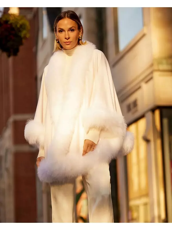 Кашемировая накидка с отделкой из овчины Тоскана Gorski, розовый