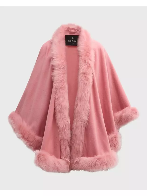 Кашемировая накидка с отделкой из овчины Тоскана Gorski, розовый