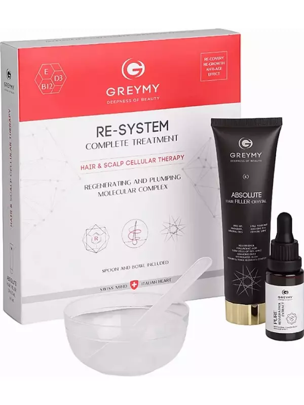 GREYMY Система комплексная для регенерации и уплотнения волос (филлер 100 мл + флюид 20 мл) RE-system complete treatment