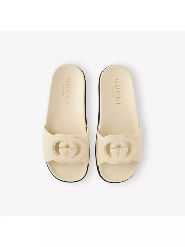 Слипоны-шлепанцы Gucci кожаные, белый