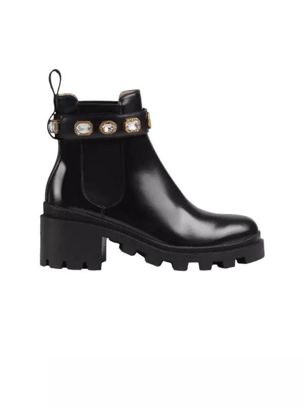 Ботинки Gucci Wmns Leather Ankle Boot Belt - Black, черный