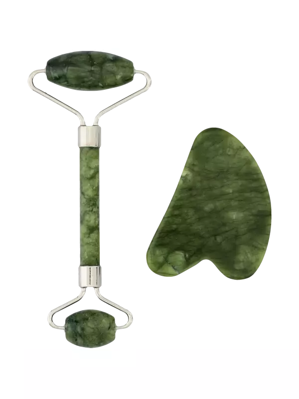 Hebe Professional набор: гуаша змеиный камень для массажа лица, 1 шт. + змеевидный массажный ролик для лица, 1 шт.