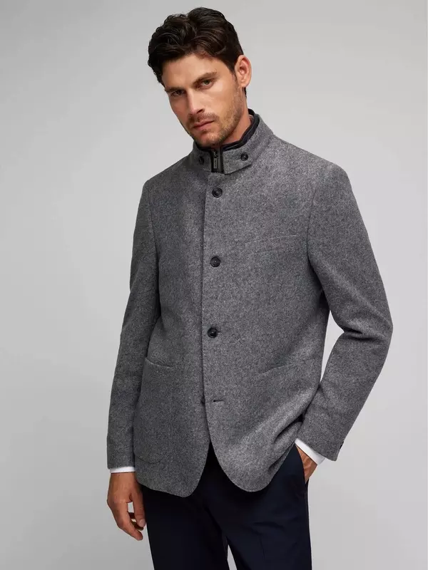 Пиджак от костюма обычного кроя HECHTER PARIS, пятнистый серый