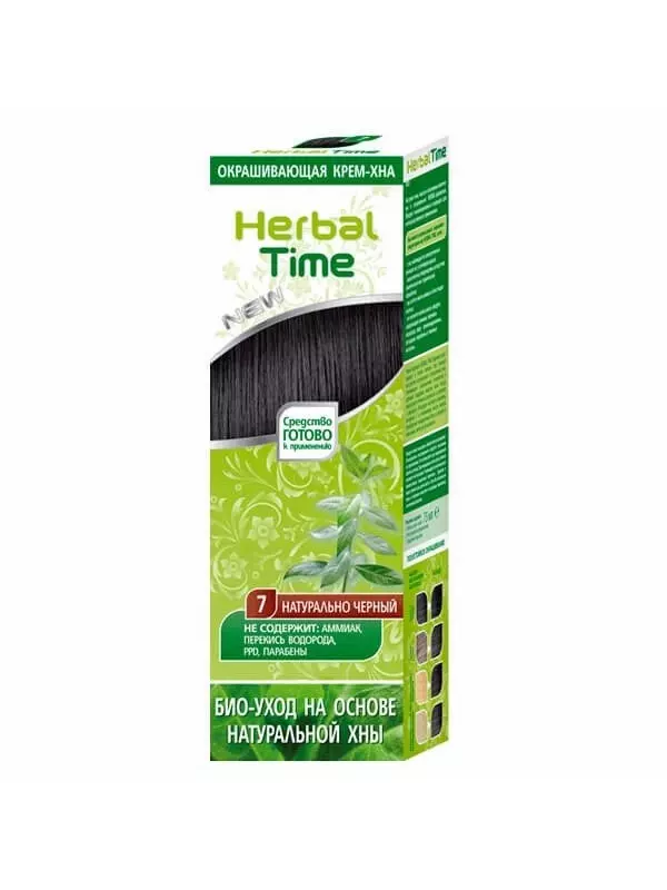 Herbal Time, натуральная хна, натуральный черный, 75 мл
