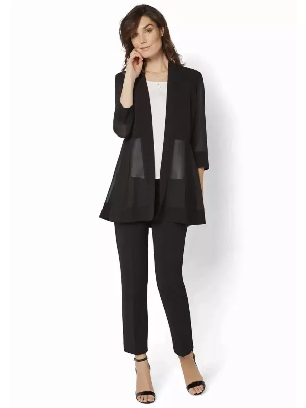 Длинный блейзер HERMANN LANGE Collection Лилиана из трикотажа и шифона, черный